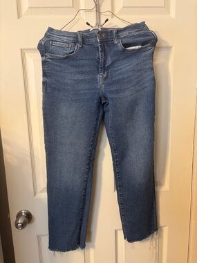 Kensie Dark Indigo Skinny Jeans with Raw Hem size 8 inseam 25”